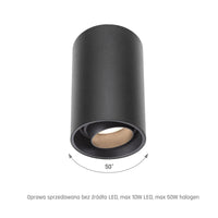Spectrum CHLOE LED GU10 ytmonterad spotlampa, IP20, 10W max, rund svart justerbar takarmatur