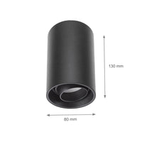 Spectrum CHLOE LED GU10 ytmonterad spotlampa, IP20, 10W max, rund svart justerbar takarmatur