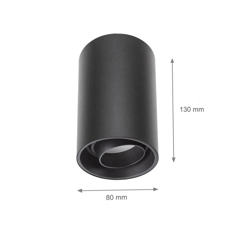 Spectrum CHLOE LED GU10 surface spot light, IP20, 10W max, round Black adjustable ceiling luminaire