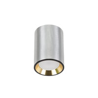 Spectrum CHLOE MINI GU10 utanpåliggande taklampa, Silverfärgad kropp med Guld-ring och Svart kant, IP20