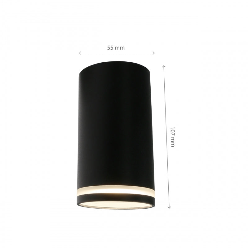 Spectrum CHLOE Mini Ring surface-mounted ceiling luminaire GU10 230V IP20 Black aluminum 55x107mm