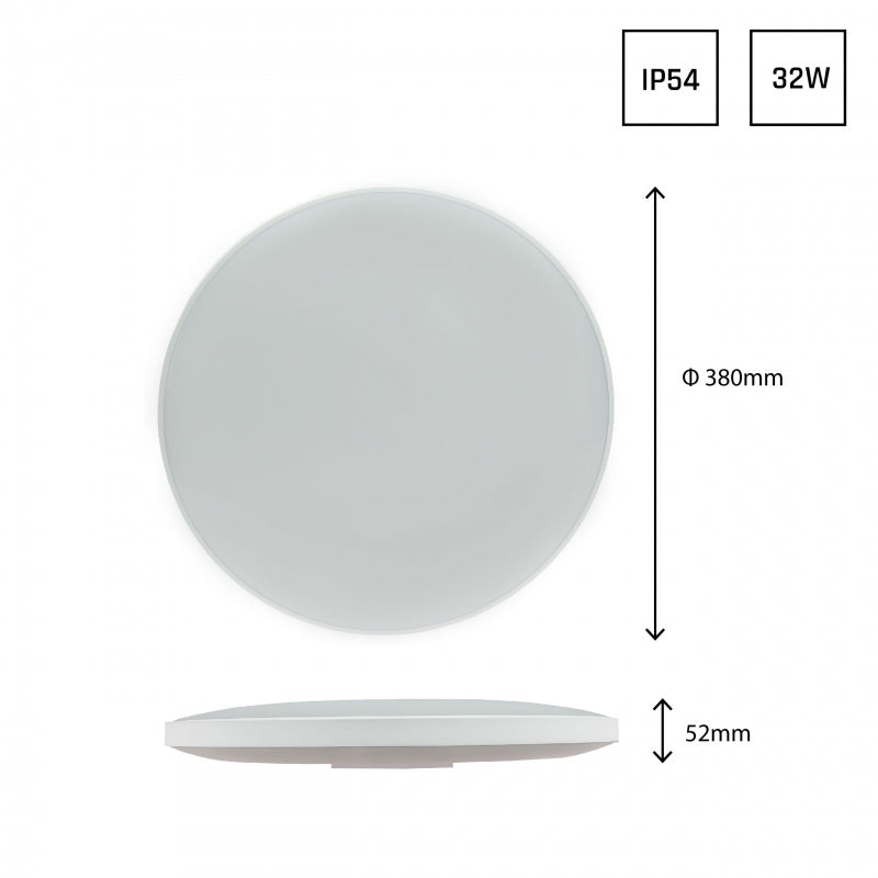 Spectrum LED plafondlamp 32W 6000K 230V IP54 rond Wit Zwart 3450 lumen 115° bundel opbouw