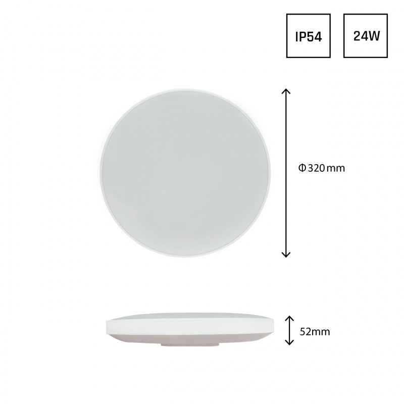 Plafoniera LED Spectrum Nymphea 24W 6000K 230V IP54 2850 lumen Ø320mm Bianco Nero rotonda