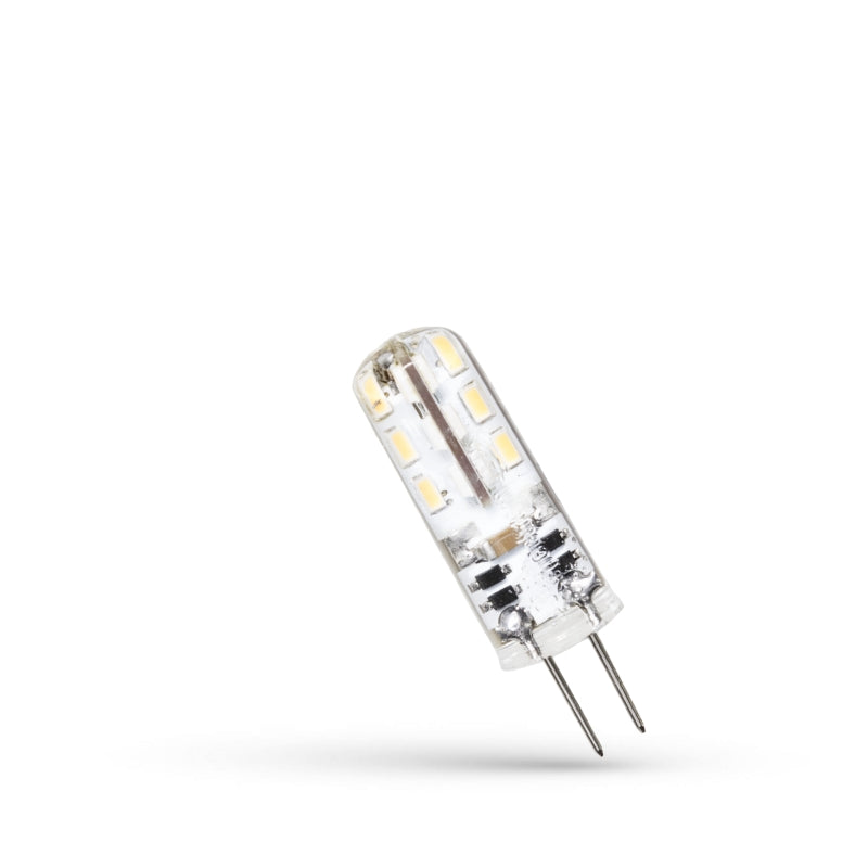 Spectrum LED G4 lampa 12V 1.5W Varmvit 3000K 95 lumen silikonhölje 270° spridning ej dimbar
