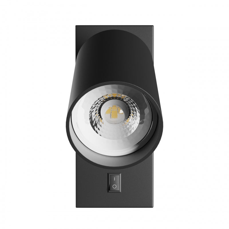 Spectrum LED GU10 wandlamp, opbouw, 230V IP20 Zwart aluminium rond 55x100mm voor binnenverlichting