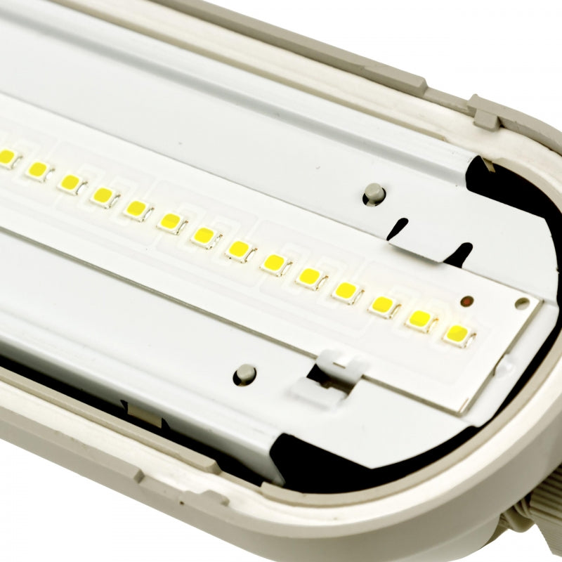 Spectrum LED LIMEA GIGANT Hermetisk 1200mm 38W 6000K 230V IP65 IK10 Kold Hvid Loft- eller Ophængt Lampe Grå