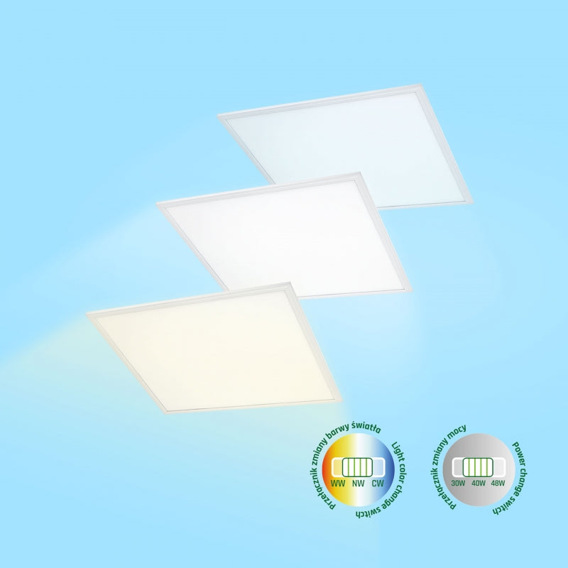 Spectrum LED panel lys 48W CCT 230V 6300 lumen 120° IP20 CRI 80 Hvid 600x600 indbygget eller overflademonteret