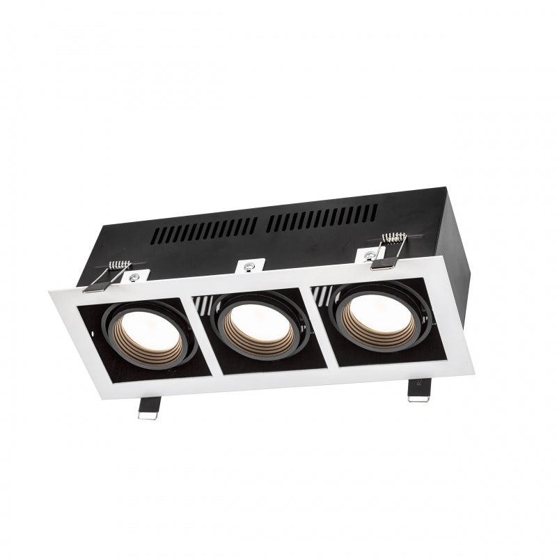 Spectrum LED indbygningsramme til 3x GU10, Hvidt aluminiumshus, maks. 3x10W, 250V, IP20 indendørs belysning