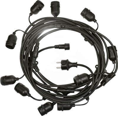 Guirlande lumineuse LED Spectrum 10m avec 10x douilles E27, câble guinguette d'extérieur, ampoules LED optionnelles