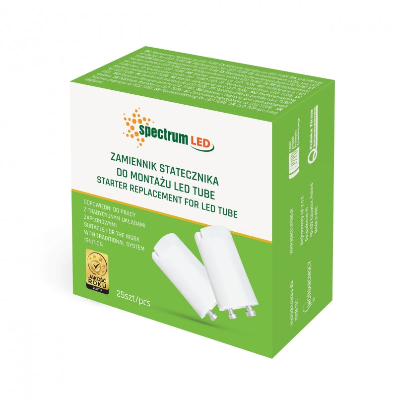Spectrum LED Röhrenstarter einseitige Versorgung, Weiß, 20mm x 38mm, einfaches Nachrüsten für LED Röhreninstallation