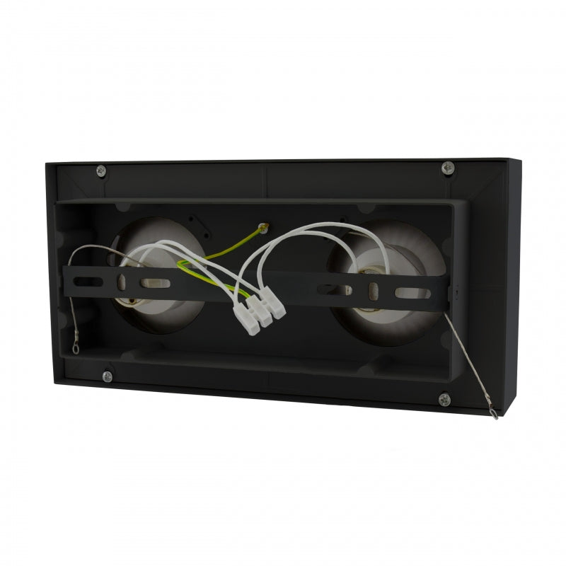 Spectrum MIRORA AR111 GU10 Aufbau-Spotlight, 2x20W LED, 250V IP20, schwarz verstellbare rechteckige Deckenhalterung