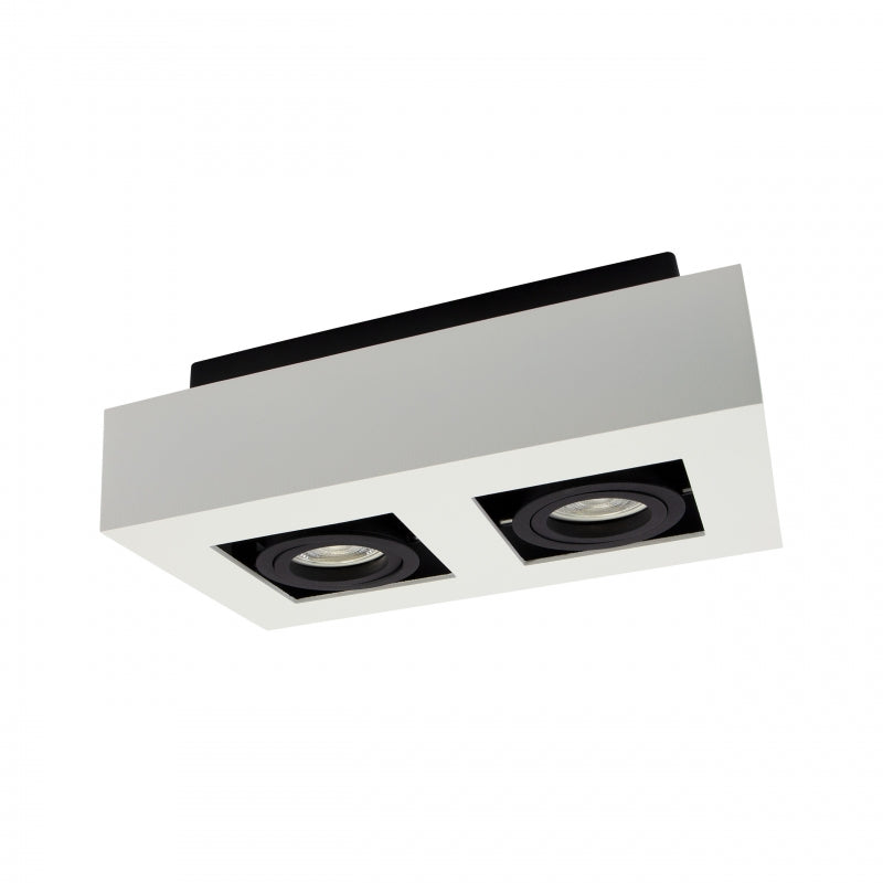Spectrum MIRORA GU10 surface ceiling spotlight, 2x10W LED, 250V, IP20, adjustable, White Black aluminum