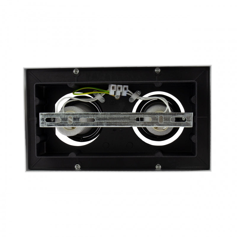 Spectrum MIRORA GU10 surface ceiling spotlight, 2x10W LED, 250V, IP20, adjustable, White Black aluminum