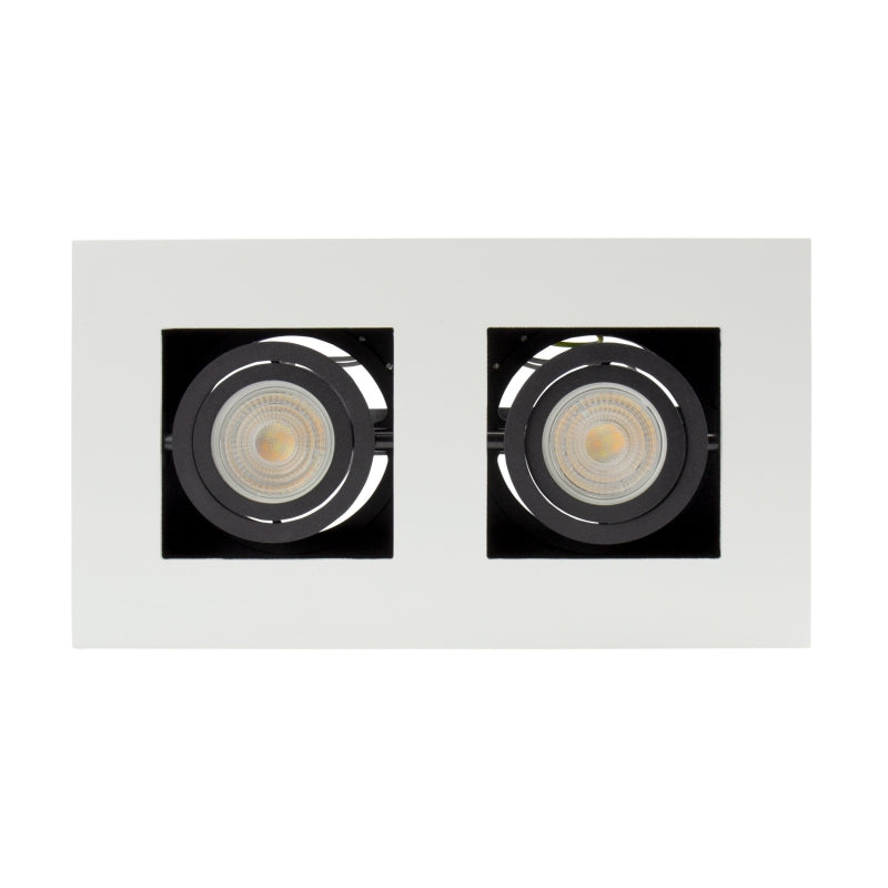 Spectrum MIRORA GU10 surface ceiling spotlight, 2x10W LED, 250V, IP20, adjustable, White Black aluminum