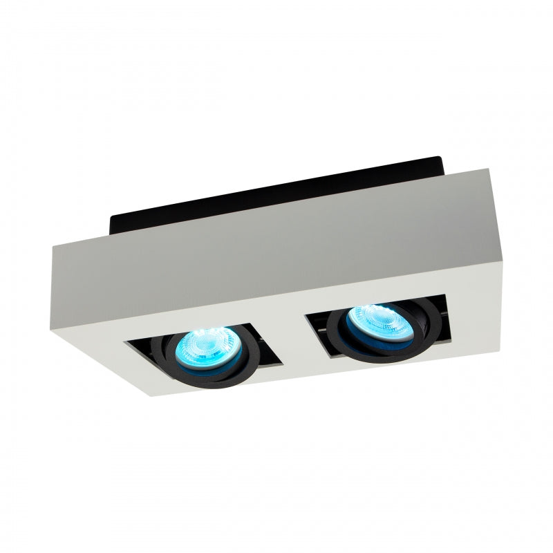 Spectrum MIRORA GU10 surface ceiling spotlight, 2x10W LED, 250V, IP20, adjustable, White Black aluminum