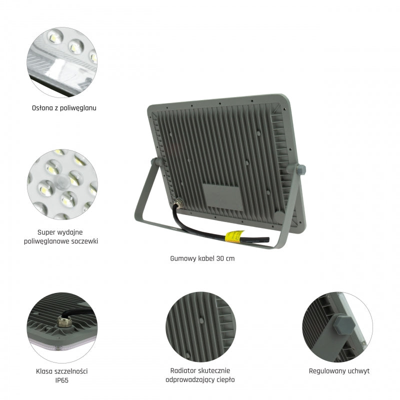 Spectrum NOCTIS MAX LED projektør 100W 6500K 8600 lumen 230V IP65 IK08 85° Grå udendørs belysning
