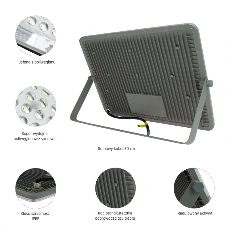 Spectrum NOCTIS MAX LED Strålkastare 150W 6500K 14000 lumen 230V IP65 IK08 85° Strålvinkel Grå Hölje Utomhus