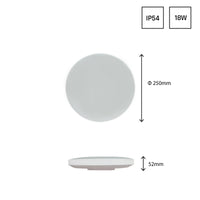 Spectrum NYMPHEA LED Deckenleuchte 18W 3000K 230V IP54 rund Weiß Schwarz 1950 Lumen 115° Aufputz