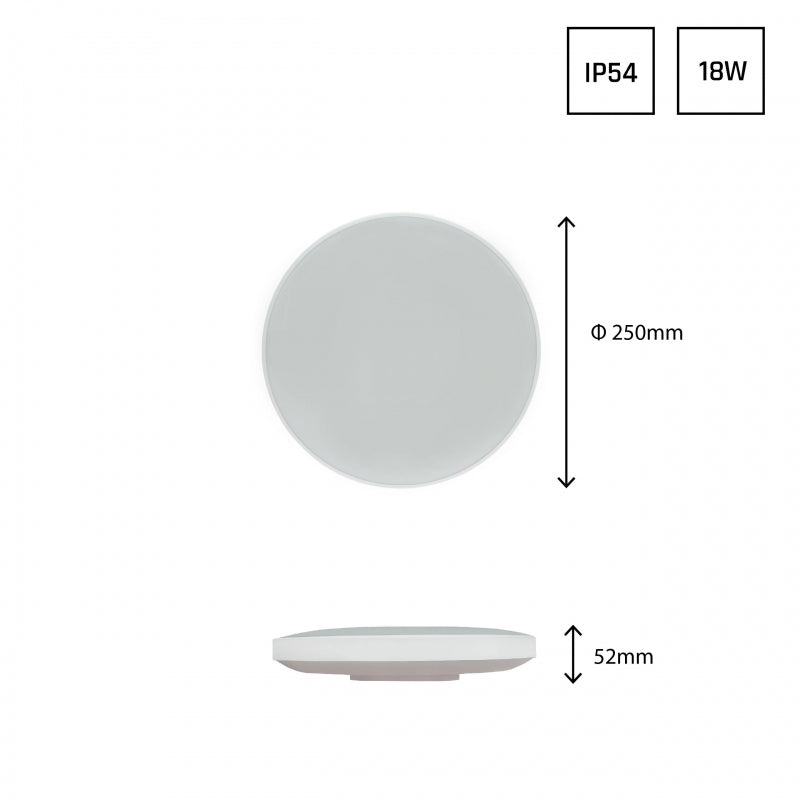 Spectrum NYMPHEA LED Deckenleuchte 18W 3000K 230V IP54 rund Weiß Schwarz 1950 Lumen 115° Aufputz