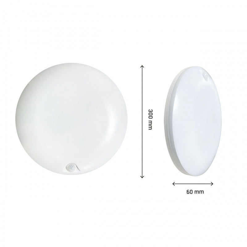 Spectrum NYMPHEA PROXI PIR LED Plafoniera 18W 4000K 2000 lumen IP54 Rotonda Bianca 230V
