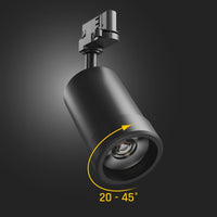 Spectrum PAVA BASIC LED Strålkastarskena 20W CCT 230V 3-fas 20-45° Svart IP20 2225 lumen CRI 80