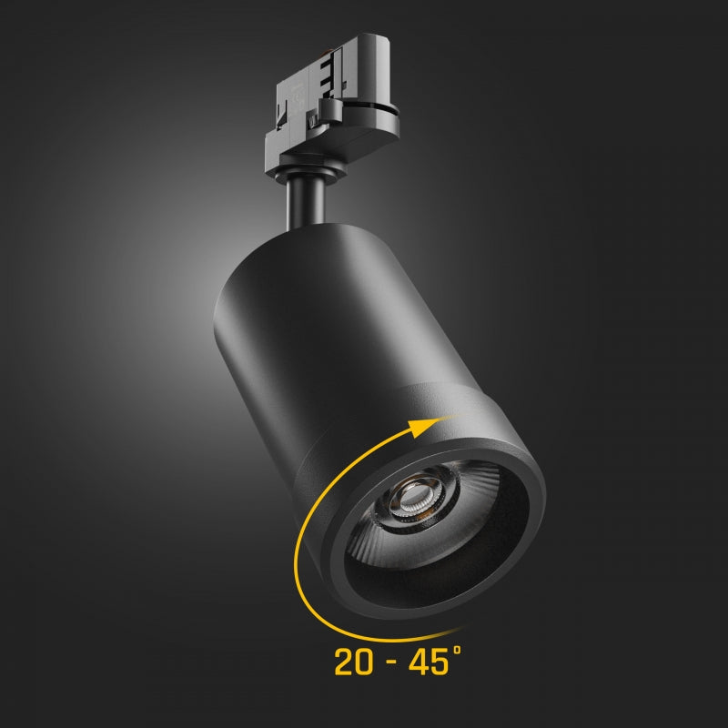 Spectrum PAVA BASIC LED Strålkastarskena 20W CCT 230V 3-fas 20-45° Svart IP20 2225 lumen CRI 80