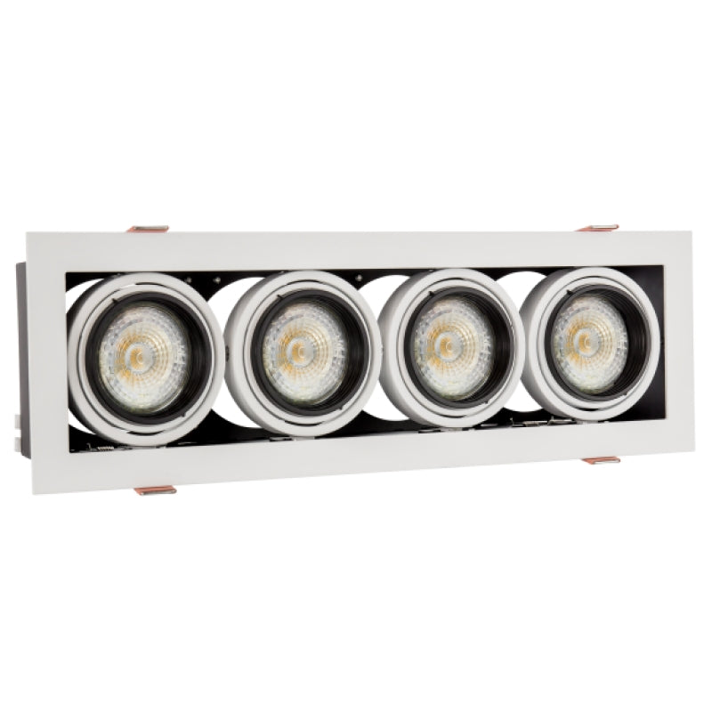 Telaio incasso LED GU10 Spectrum x4, 4x10W, 250V, IP20, Alloggiamento in alluminio bianco per illuminazione interna