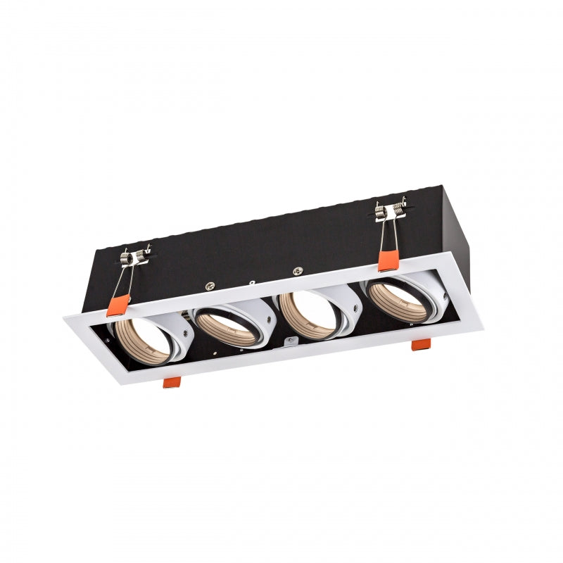 Telaio incasso LED GU10 Spectrum x4, 4x10W, 250V, IP20, Alloggiamento in alluminio bianco per illuminazione interna