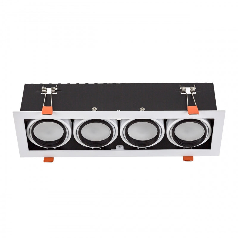 Telaio incasso LED GU10 Spectrum x4, 4x10W, 250V, IP20, Alloggiamento in alluminio bianco per illuminazione interna