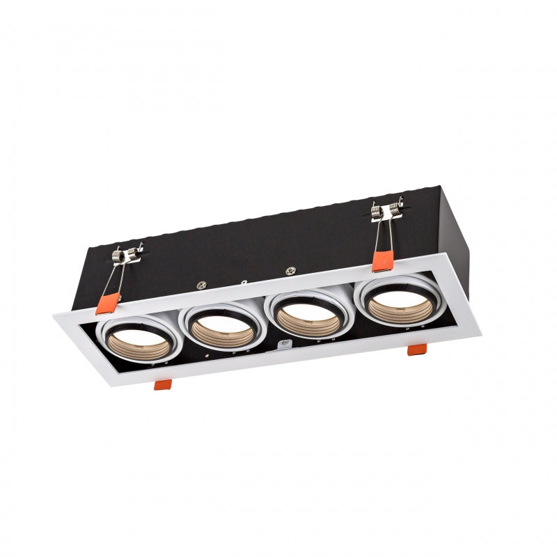 Telaio incasso LED GU10 Spectrum x4, 4x10W, 250V, IP20, Alloggiamento in alluminio bianco per illuminazione interna