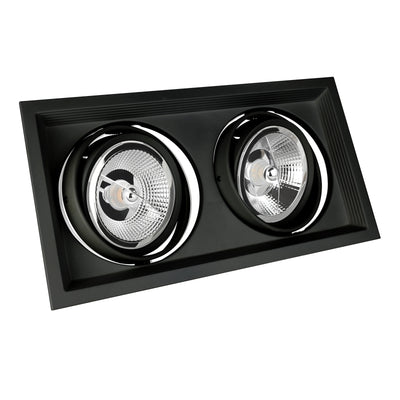 Spectrum recessed LED luminaire AR111 GU10 x2, 2x25W, 250V, IP20, Black aluminum housing