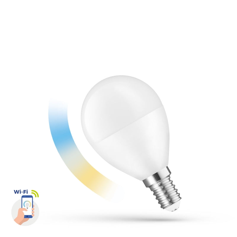 Ampoule LED intelligente Spectrum P45 5W E14 230V Wi-Fi CCT Blanc réglable 2700K-6500K Dimmable 420 lumens