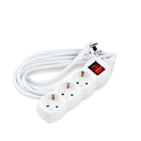 Technik 3-vägs grenuttag med 5m 1.5mm² kopparkabel, strömbrytare, vit, 16A 250V