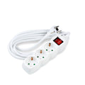 Technik 3-vägs grenuttag med 5m 1.5mm² kopparkabel, strömbrytare, vit, 16A 250V