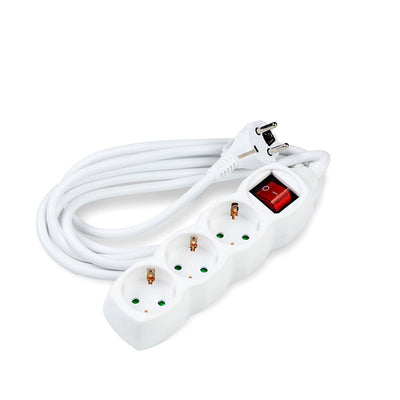 Technik 3-vägs grenuttag med strömbrytare, 3m 1.5mm² kopparkabel Vit 16A 250V