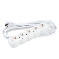 Technik 5-vägs grenuttag, 3m kopparkabel 1.5mm², 250V 16A Vit med barnskydd