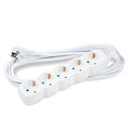 Technik 5-vägs grenuttag, 3m kopparkabel 1.5mm², 250V 16A Vit med barnskydd