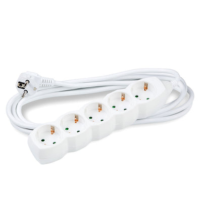 Technik 5-vägs grenuttag, 3m kopparkabel 1.5mm², 250V 16A Vit med barnskydd