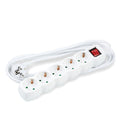 Technik 5-vägs grenuttag med 5m 1,5mm² kopparkabel, strömbrytare, vit, 16A Max 250V