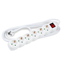 Technik 6-voudige stekkerdoos met 5m 1.5mm² koperen kabel, schakelaar, kinderbeveiliging, Wit 16A
