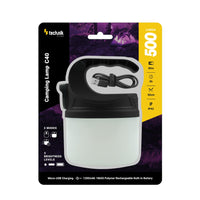 Technik Campinglampe C40 genopladelig LED 500 lumen Hvid IP44 med USB-opladning og 3 lysstyrketilstande