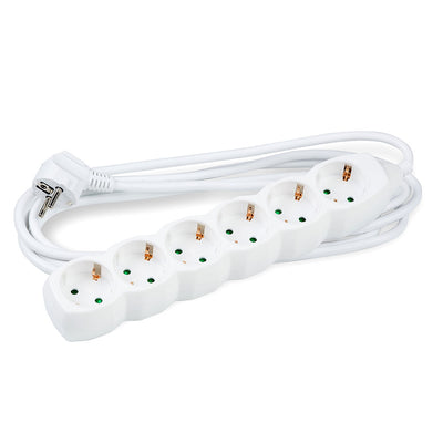 Technik Grendosa 6-vägs, 3m 1.5mm2 Kopparkabel, Vit 16A, Barnskydd