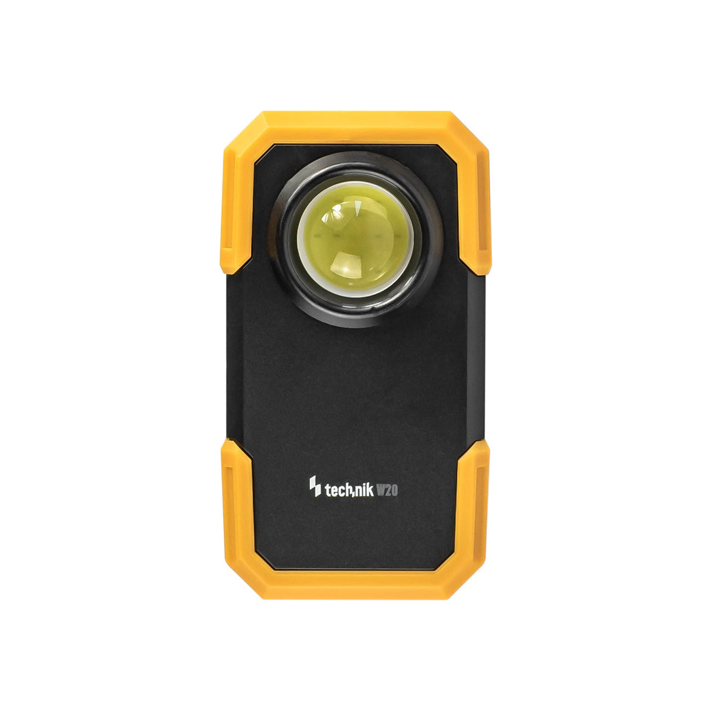 Technik LED zaklamp W20 COB 250 lumen, werkt op 3xAAA batterijen, witte kunststof behuizing, IPX2 met magneet en clip