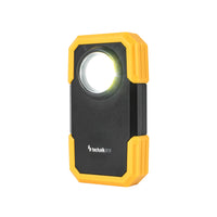 Technik LED zaklamp W20 COB 250 lumen, werkt op 3xAAA batterijen, witte kunststof behuizing, IPX2 met magneet en clip