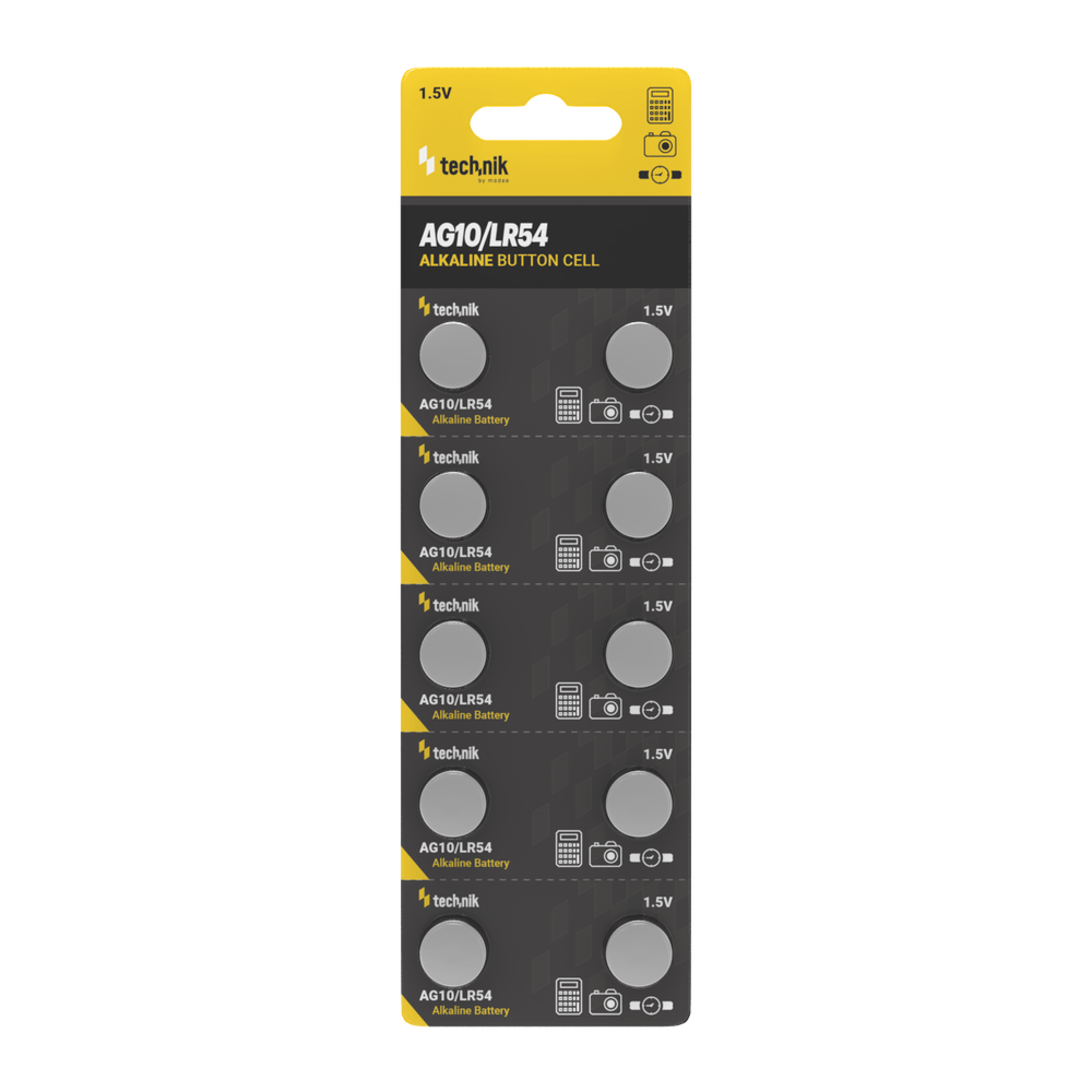 Tecnología Platinum Pilas de Botón Alcalinas AG10 LR54 189 389 1.5V B10 Paquete de 10 para dispositivos pequeños confiables