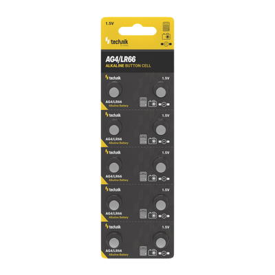 Technik Platinum Alkaline Knapcelle AG4 LR66 377 1.5V Batteri 10 Pakke