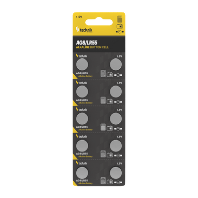 Technik Platinum Alkaline Knappcelle AG8 LR55 191 391 1.5V B10 pakke med 10 til ure og elektronik