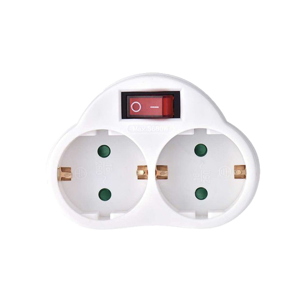 Technik professionell 2-vägs adapterkontakt med strömbrytare 16A 250V barnskydd