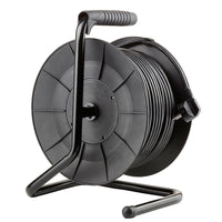 Technik Professionell Kabelvinda 50m 1.5mm² Svart 16A 4 Uttag med Strömbrytare Inomhus Utomhus