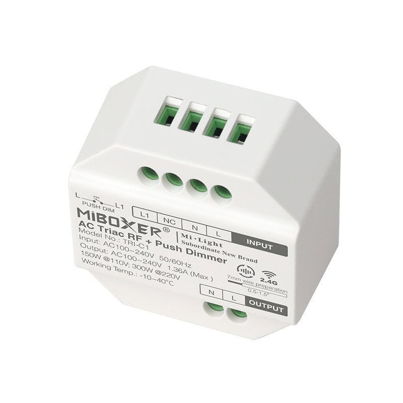 Módulo atenuador LED Tsong 300W AC TRIAC, compatible con control remoto RF 2.4GHz, IP20, 220-240V, CE RoHS